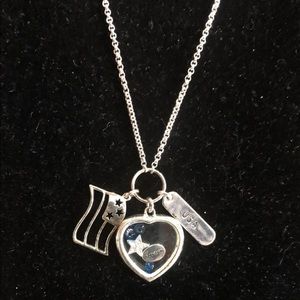 USA flag looking glass necklace